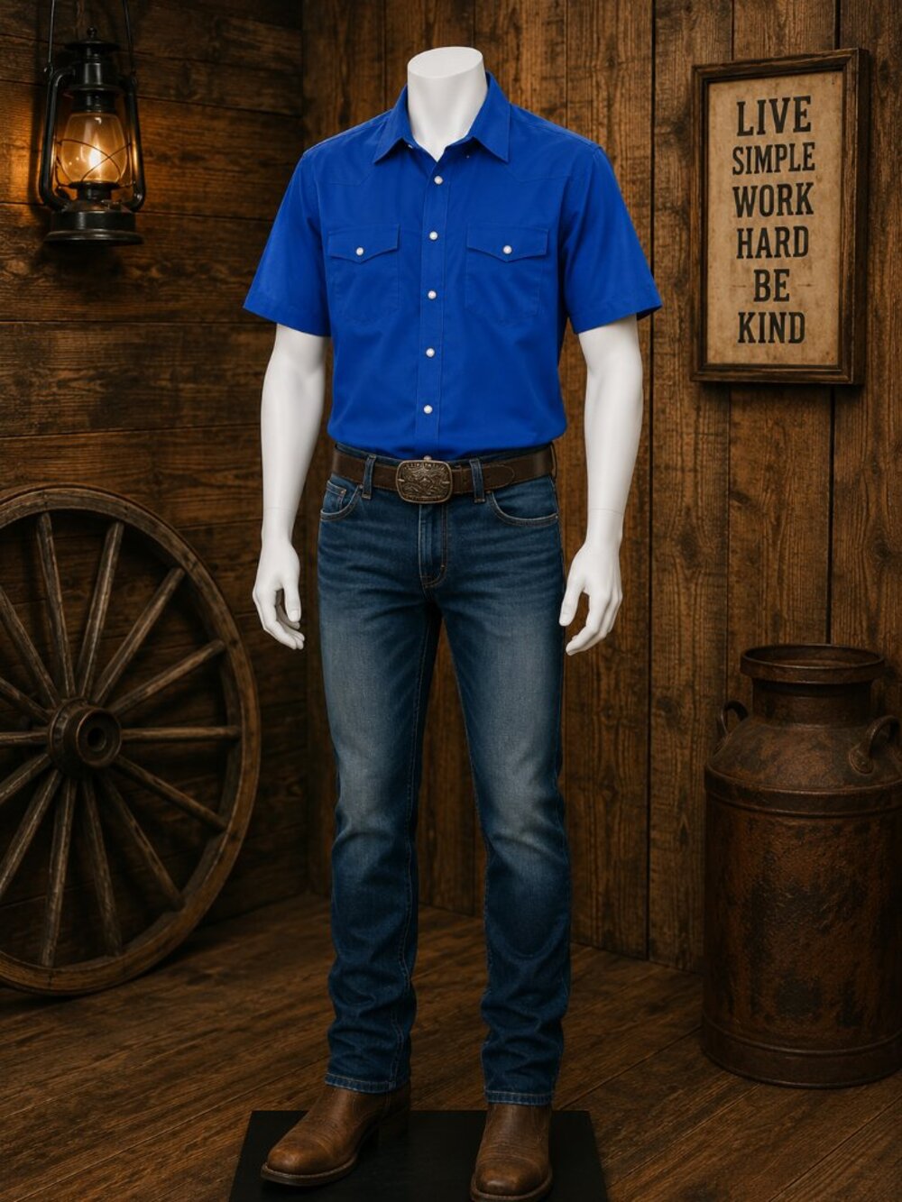 Gioberti Men's Western Snap Shirt | Size Small | Royal Blue | Washed, Never Worn